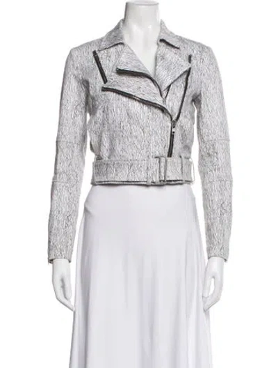 Pre-owned Helmut Lang Patterned Biker Jacket In White