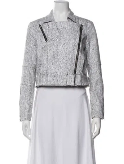 Pre-owned Helmut Lang Patterned Biker Jacket In White