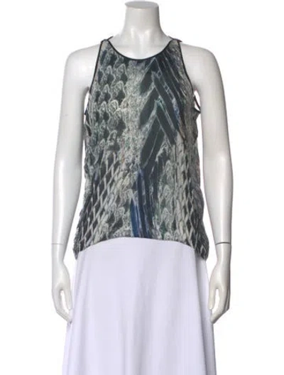 Pre-owned Helmut Lang Patterned Crew Neck Top In Blue