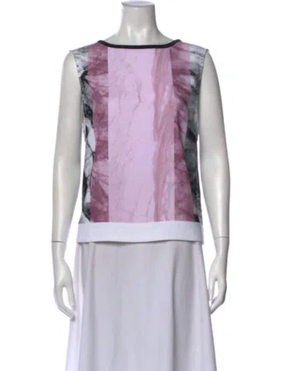 Pre-owned Helmut Lang Patterned Crew Neck Top In White