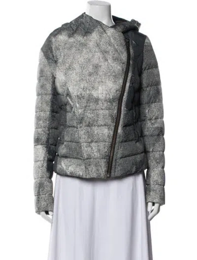 Pre-owned Helmut Lang Patterned Down Coat In Blue
