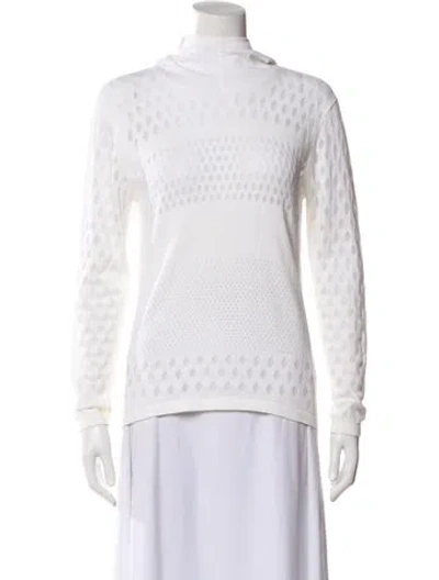 Pre-owned Helmut Lang Patterned Mock Neck Top In White