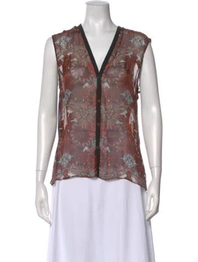 Pre-owned Helmut Lang Patterned V-neck Blouse In Multi