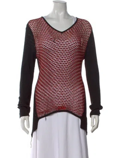 Pre-owned Helmut Lang Patterned V-neck Sweater In Black