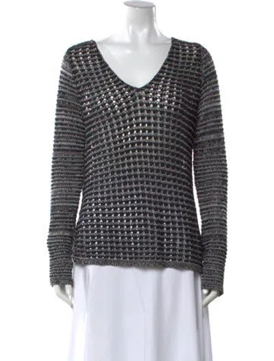 Pre-owned Helmut Lang Patterned V-neck Sweater In Black