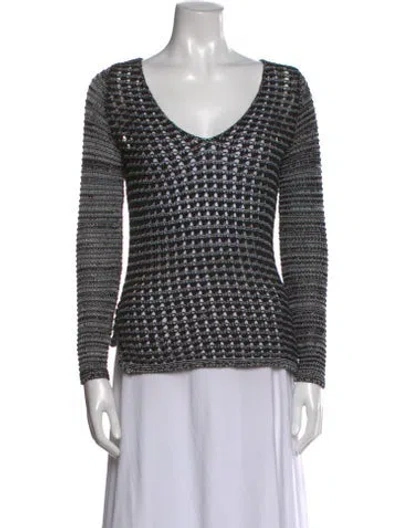 Pre-owned Helmut Lang Patterned V-neck Sweater In Black