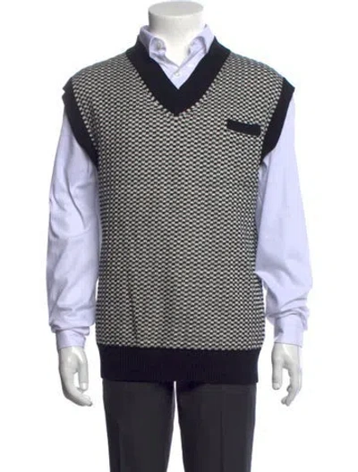 Pre-owned Helmut Lang Patterned V-neck Sweater Vest In Black