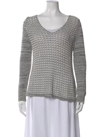 Pre-owned Helmut Lang Patterned V-neck Sweater In White