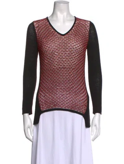 Pre-owned Helmut Lang Patterned V-neck Top In Black/red