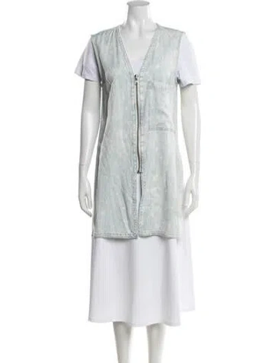 Pre-owned Helmut Lang Patterned V-neck Top In Blue