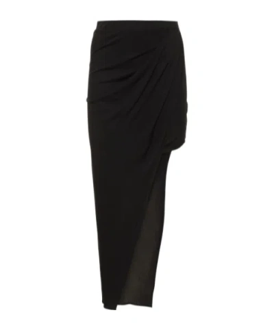 Helmut Lang Pendant Asymmetrical Mid-length Skirt In Black