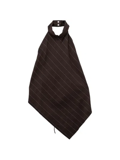 Helmut Lang Pinstripe-pattern Asymmetric-hem Top In Multi