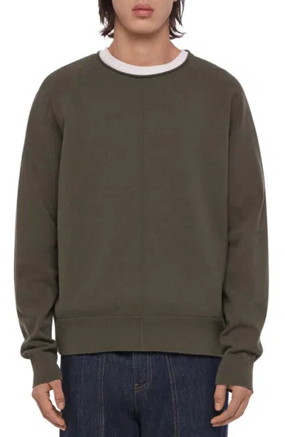 Helmut Lang Pintuck Crewneck Sweater In Green