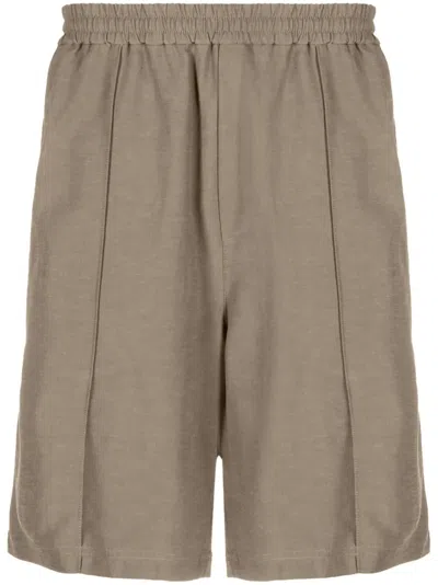 Helmut Lang Pintucked Elasticated Bermuda Shorts In Grün