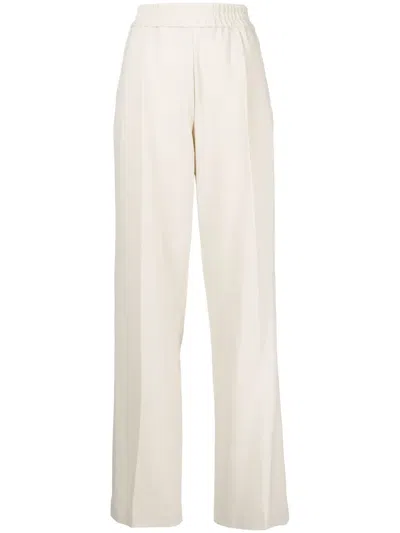 Helmut Lang Piped-trim Detail Wide-leg Trousers In Neutrals