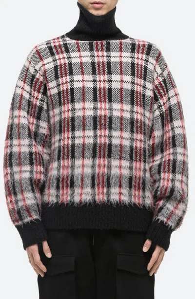 HELMUT LANG HELMUT LANG PLAID BRUSHED OVERSIZE TURTLENECK SWEATER