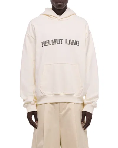 Helmut Lang Plaid Check Logo Hoodie In White