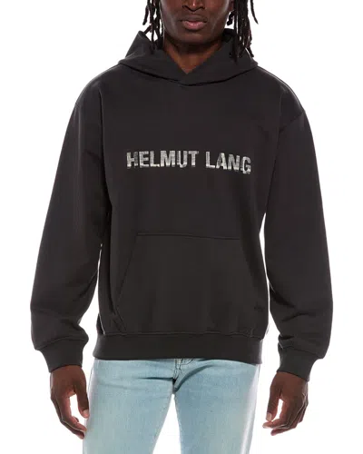 Helmut Lang Plaid Logo Hoodie In Black