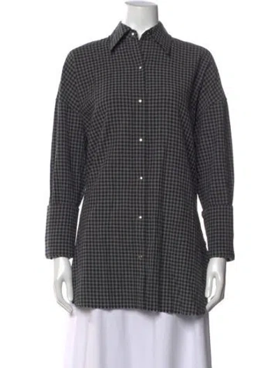 Pre-owned Helmut Lang Plaid Print Long Sleeve Button-up Top In Black