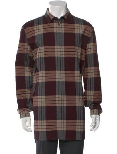 Pre-owned Helmut Lang Plaid Print Long Sleeve Shirt In Brown