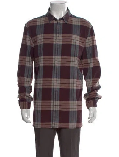 Pre-owned Helmut Lang Plaid Print Long Sleeve Shirt In Brown