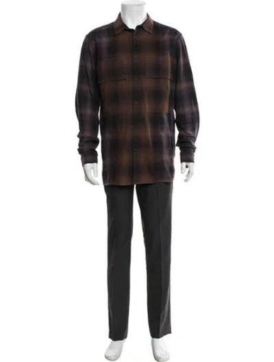 Pre-owned Helmut Lang Plaid Print Long Sleeve Shirt In Gray