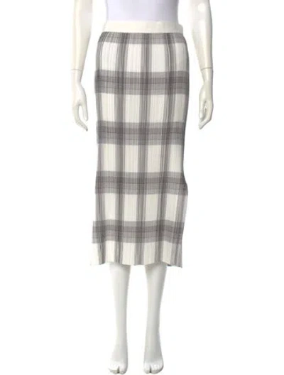 Pre-owned Helmut Lang Plaid Print Midi Length Skirt In White