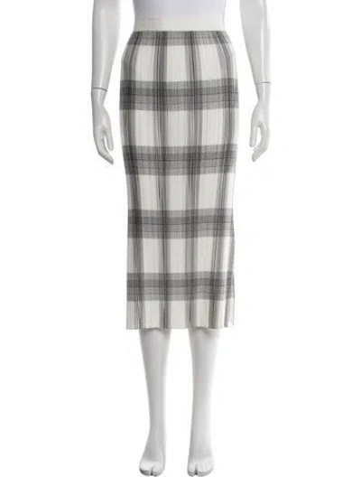 Pre-owned Helmut Lang Plaid Print Midi Length Skirt In White