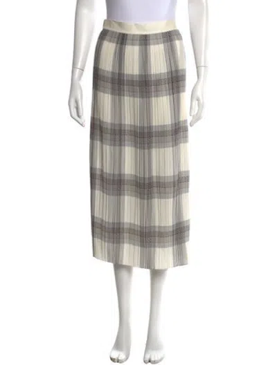 Pre-owned Helmut Lang Plaid Print Midi Length Skirt In White