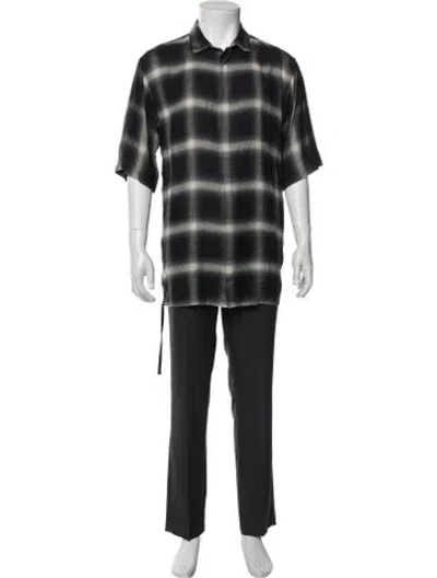 Pre-owned Helmut Lang Plaid Print Short Sleeve Shirt In Black