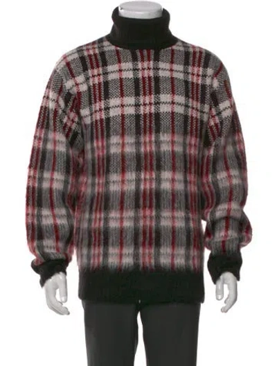 Pre-owned Helmut Lang Plaid Print Turtleneck Cardigan In Red