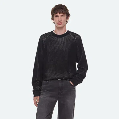 Helmut Lang Plaited Rib Crewneck Sweater In Black