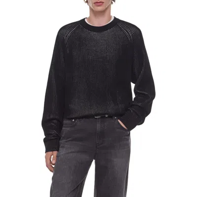 Helmut Lang Plaited Rib Wool Sweater In Black