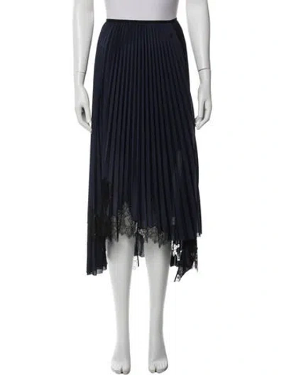 Pre-owned Helmut Lang Pleated Accents Midi Length Skirt In Blue