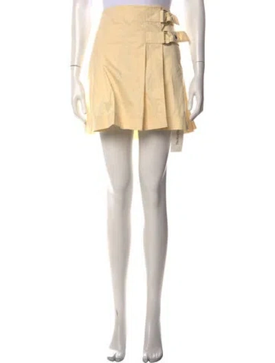 Pre-owned Helmut Lang Pleated Accents Mini Skirt In Yellow