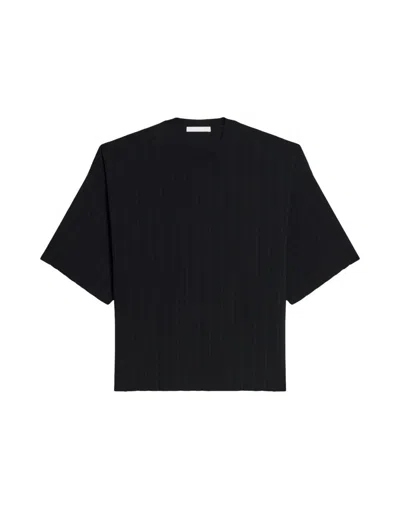 Helmut Lang Pleated Black T-shirt With Relaxed Fit
