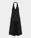Helmut Lang Pleated Halter Vest Dress In Black