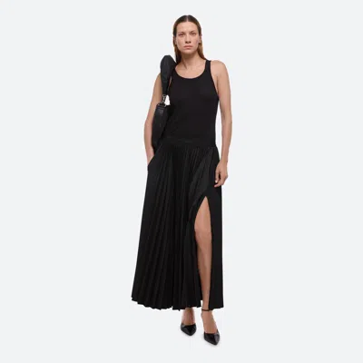 Helmut Lang Pleated Jacquard Skirt In Black/black