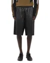 Helmut Lang Pleated Leather Shorts In Black