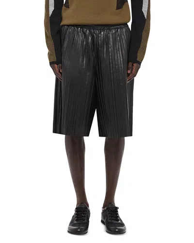 HELMUT LANG PLEATED LEATHER 11.25 SHORTS