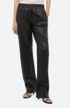Helmut Lang Pull-on Pleated Leather Car Trousers In Black