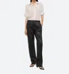 Helmut Lang Pleated Leather Car Trouser In Black In Animal Print