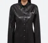 Helmut Lang Pleated Leather Classic Shirt In Black In Black