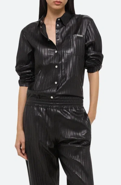 Helmut Lang Pleated Leather Shirt In Black