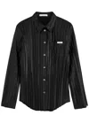 Helmut Lang Pleated Leather Shirt In Black