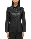 Helmut Lang Pleated Leather Shirt In Black