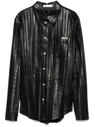 HELMUT LANG PLEATED LEATHER SHIRT