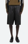 Helmut Lang Pleated Leather Shorts In Black - 001