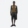 Helmut Lang Pleated Leather Shorts In Black