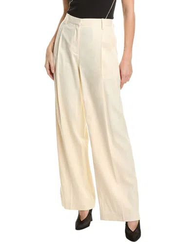 Helmut Lang Pleated Linen-blend Pant In Brown